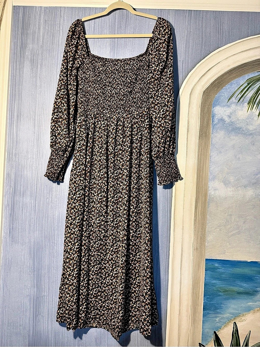 Floral Maxi Dress in Black & Brown